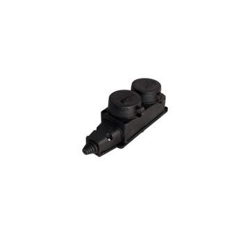 Розетка двухместная с заглушками каучук 2Р+РЕ 16А 250В IP44 TDM