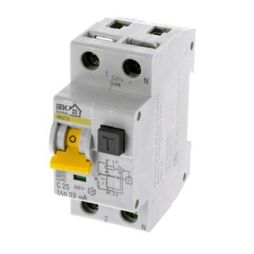 Автомат дифференциальный 1P+N IEK АВДТ32 C25 30мА, номинальный ток 25А