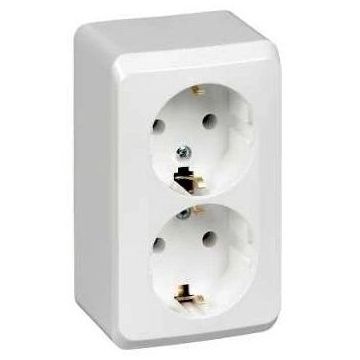 Розетка электрическая двухместная Schneider Electric Этюд PA16-007B (белая)