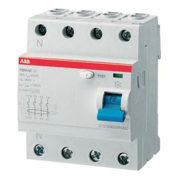 УЗО 4х-полюсное ABB F204 AC-25/0.1, номинальный ток 25А