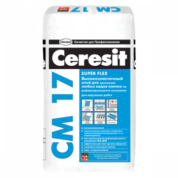 Клей для плитки Церезит Аэрогель / Ceresit CM 17 белый, 25 кг