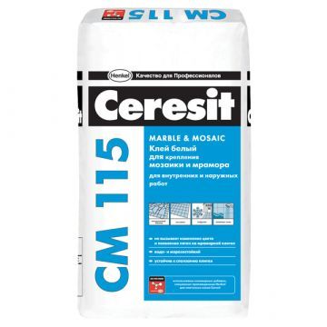 Клей для плитки Церезит / Ceresit CM 115 для мраморной плитки и стеклянной мозаики, 25 кг
