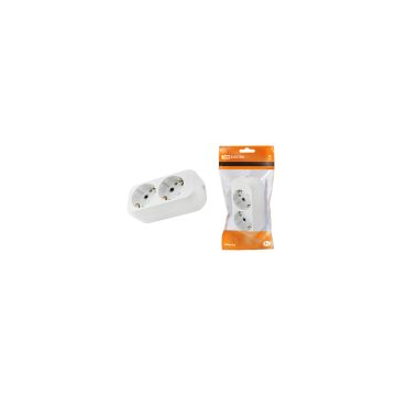 Колодка розеточная 2 гнезда 2П+З 16А 250В белая TDM